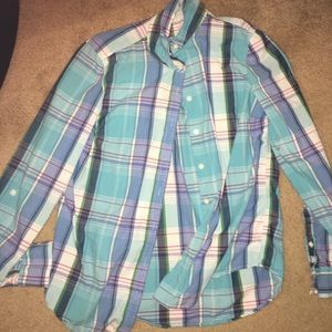 Tommy Hilfiger Plaid Blue Button Up